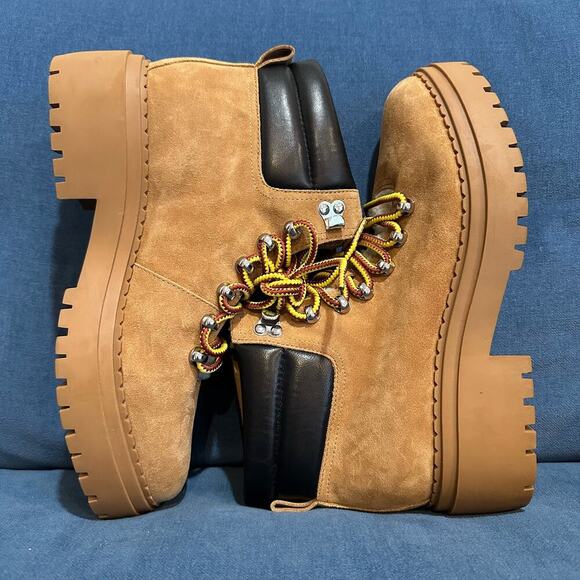 NEW Marc Fisher LTD Tan Suede Leather Nairy Hiking Boots, Sz 9.5M (JJ) - Picture 5 of 12